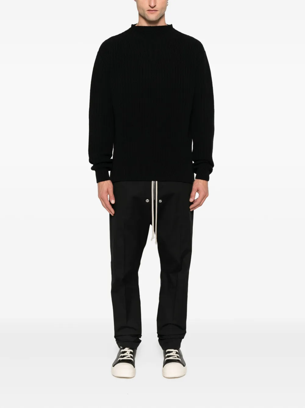 Rick Owens mock-neck sweater Zwart