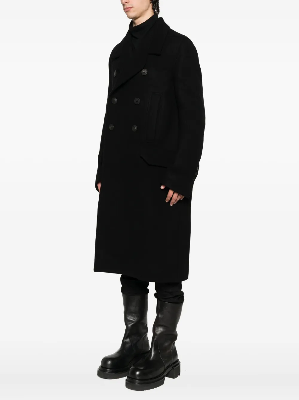 Rick Owens Jas met dubbele rij knopen Zwart