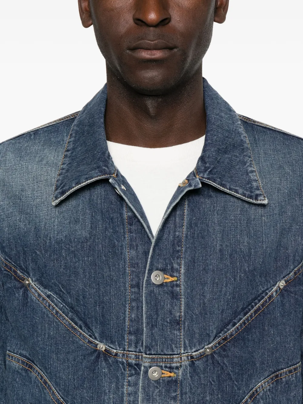 SAGE NATION Denim jack met gewelfd vlak Blauw