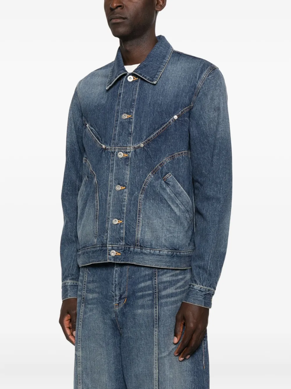 SAGE NATION Denim jack met gewelfd vlak Blauw