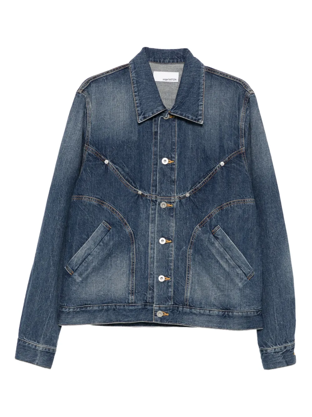SAGE NATION curved-panel denim jacket | Blue | Image 1