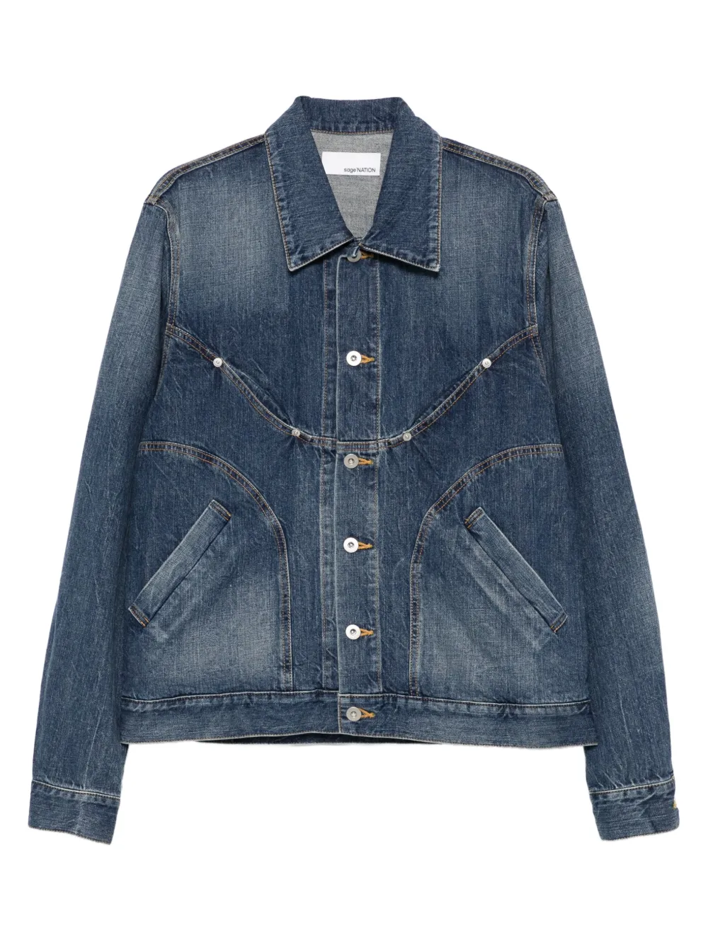 SAGE NATION curved-panel denim jacket | Blue | Image 1