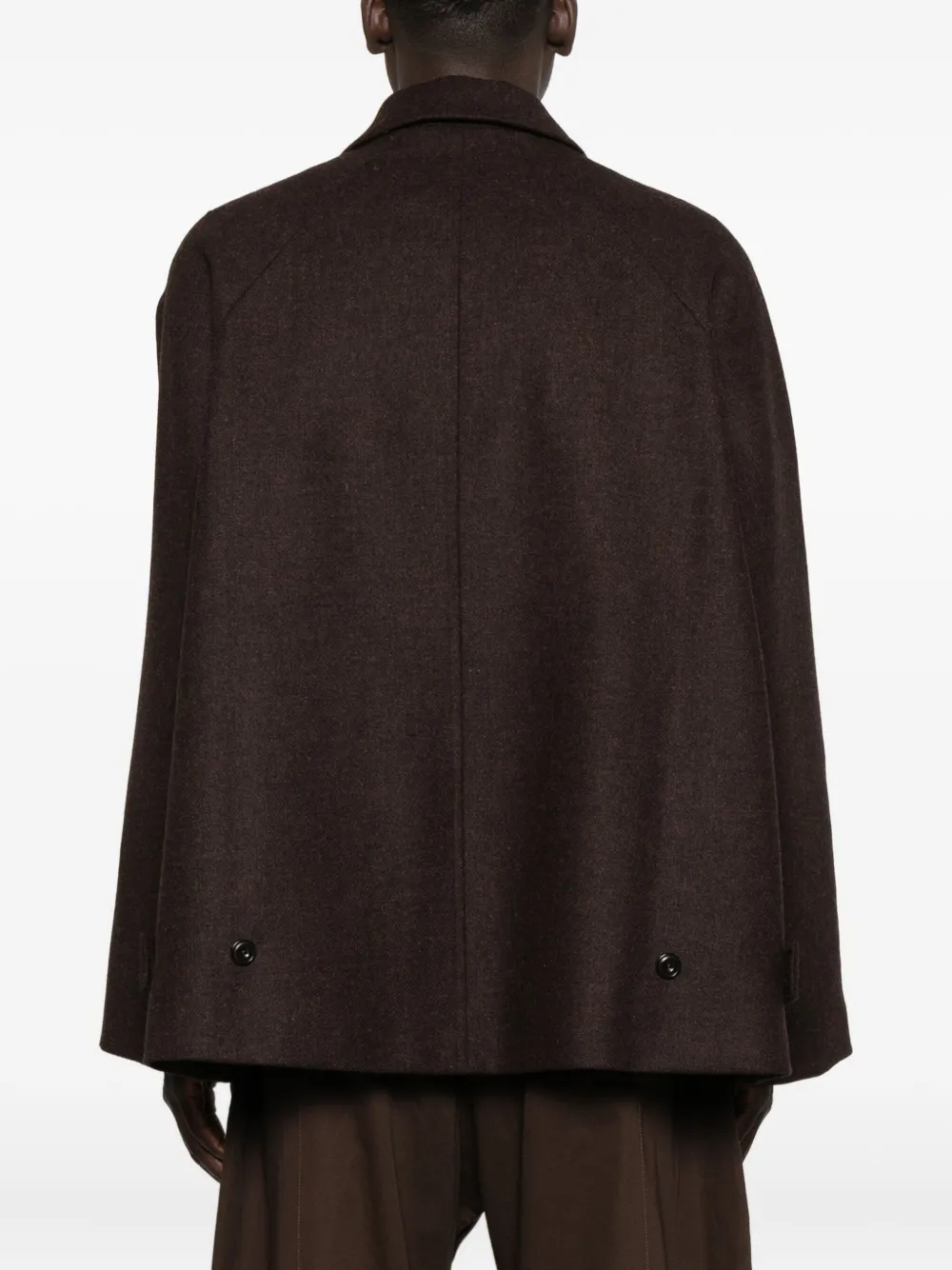 Sage Nation Curved-pocket Herringbone-pattern Overcoat In Brown