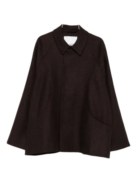 SAGE NATION curved-pocket herringbone-pattern overcoat
