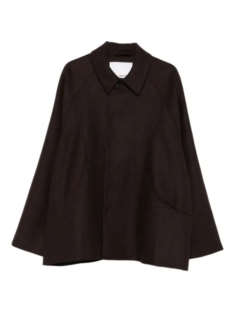 SAGE NATION curved-pocket herringbone-pattern overcoat