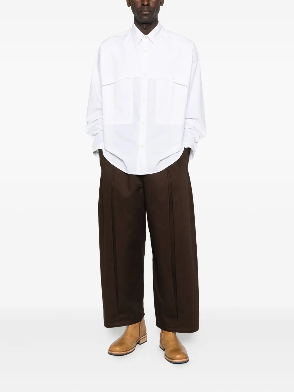 SAGE NATION Geplooide broek met elastische taille - Bruin