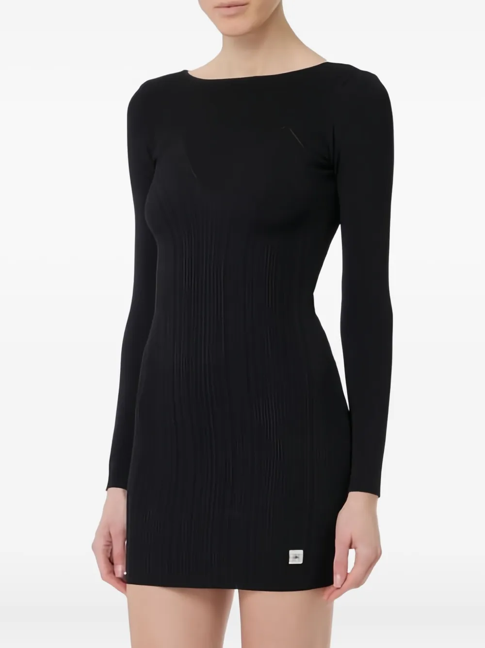 Elisabetta Franchi Geribbelde midi-jurk Zwart