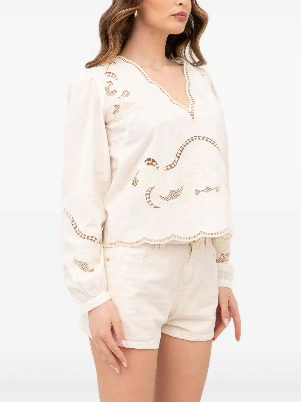 Shop Twinset Embroidered Blouse In White