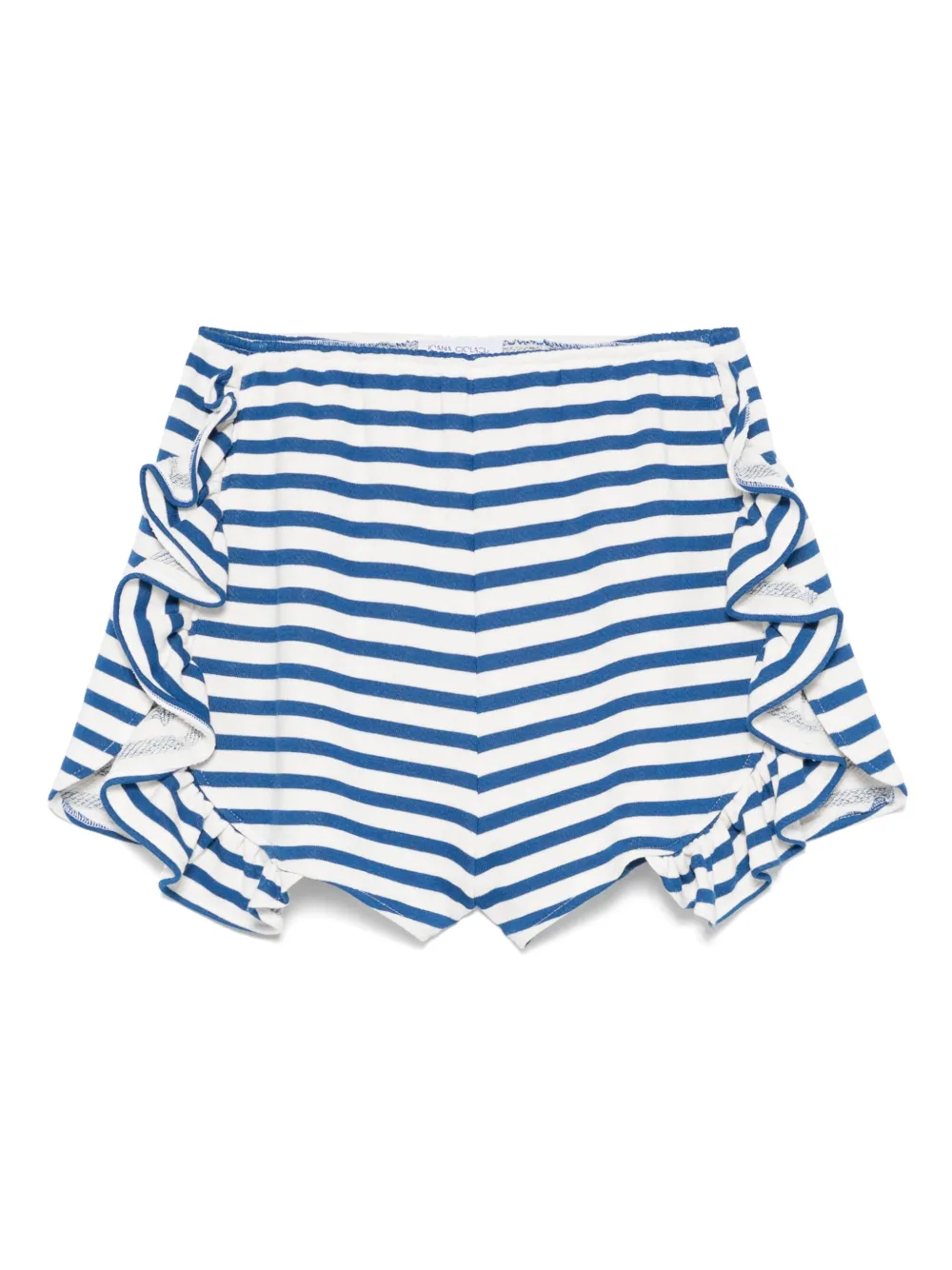 Ioana Ciolacu Striped Peony Ruffled Shorts In Blau