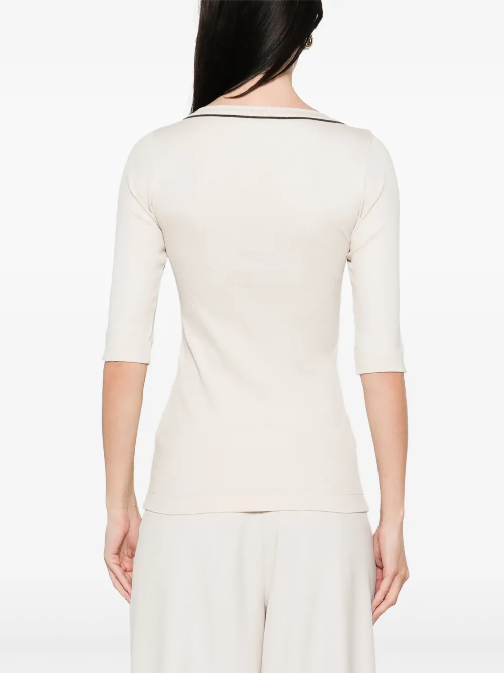 Brunello Cucinelli T-shirt met V-hals Beige