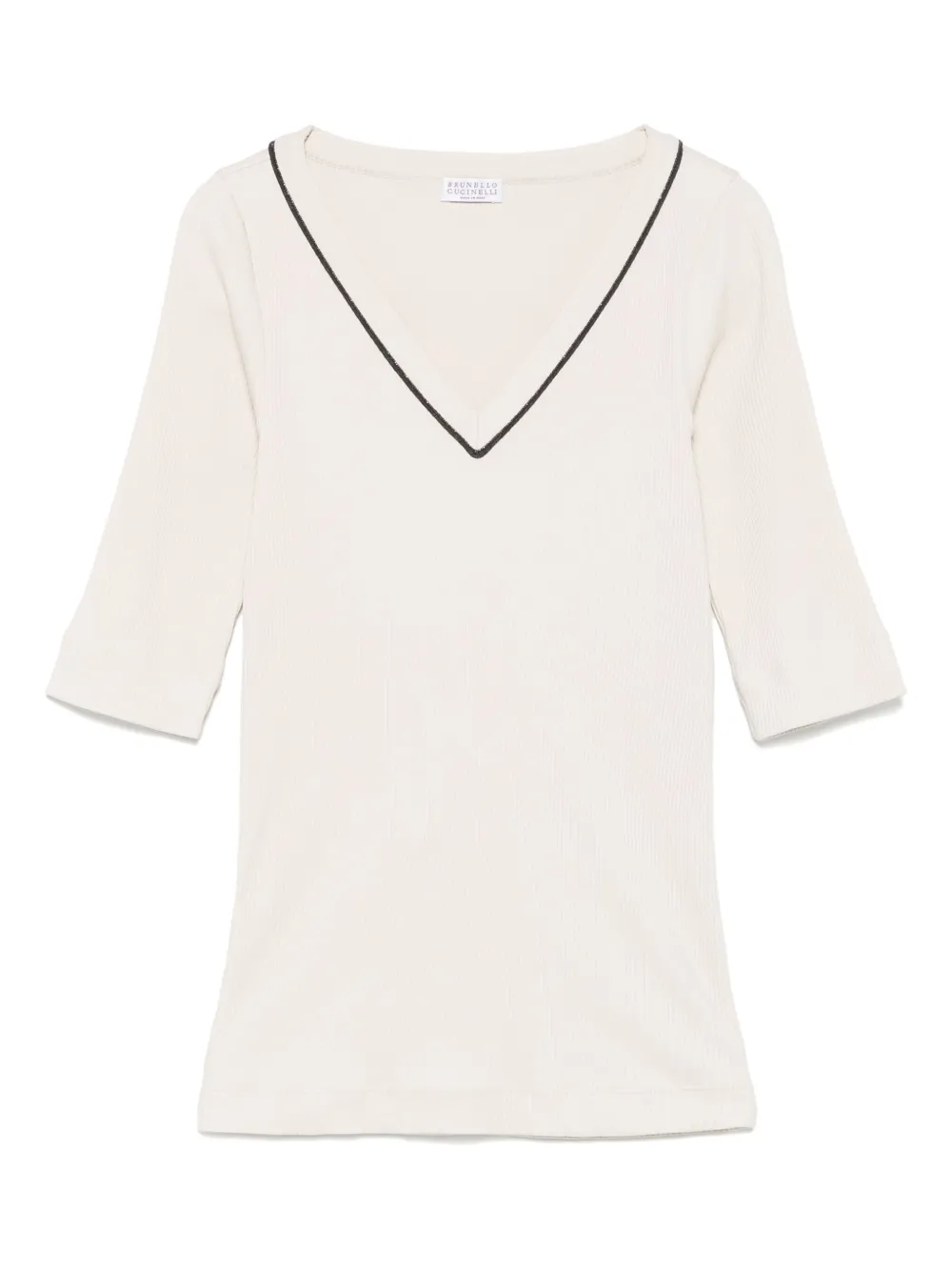 Brunello Cucinelli T-shirt met V-hals Beige