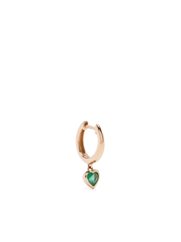 Shay 18K Yellow Gold Heart Emerald Single Huggie