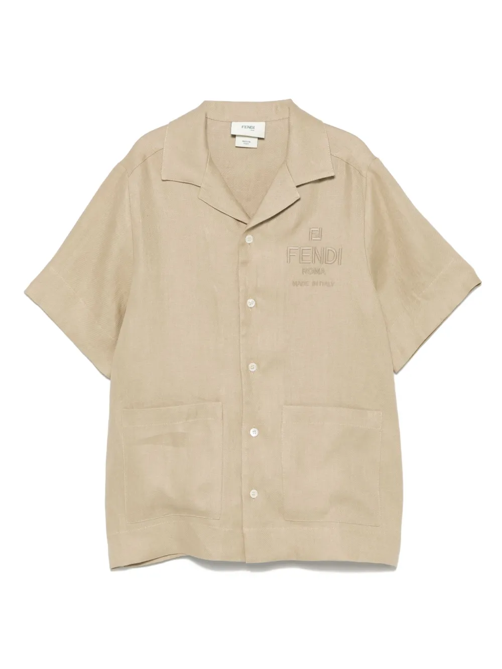 Fendi Kids Shirt met geborduurd logo Beige