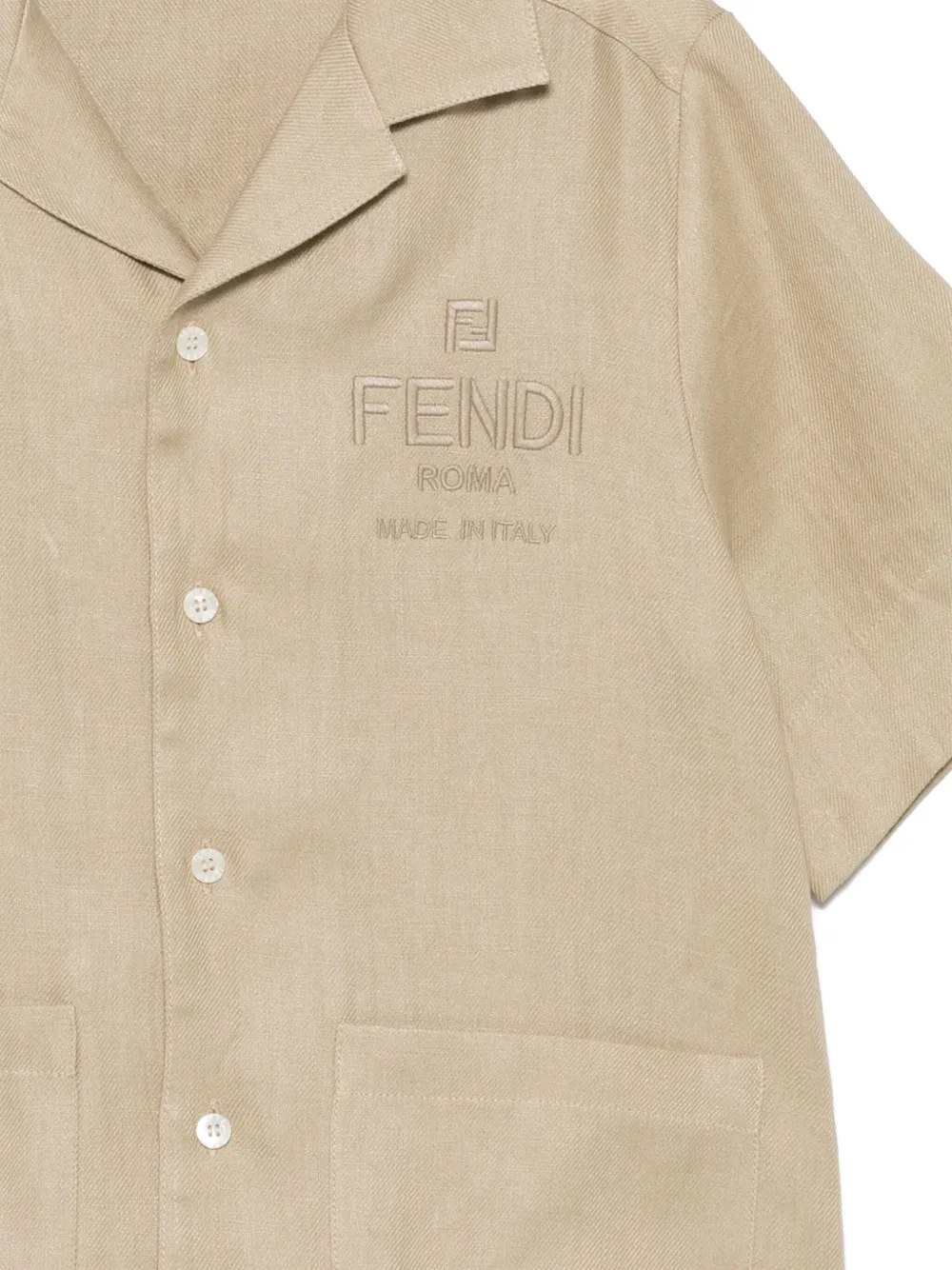 Fendi Kids Shirt met geborduurd logo Beige