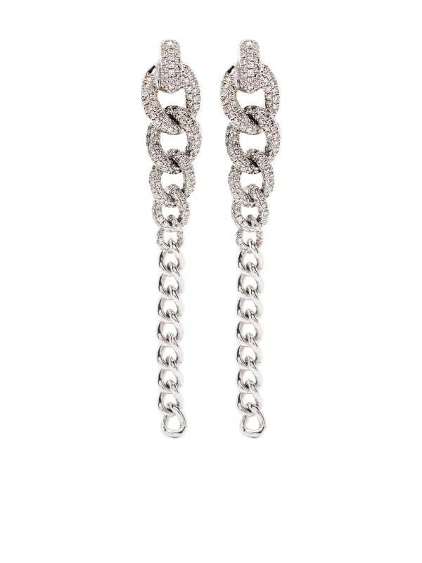 Shay 18K White Gold Pavé Diamond Drop Earrings in Silver