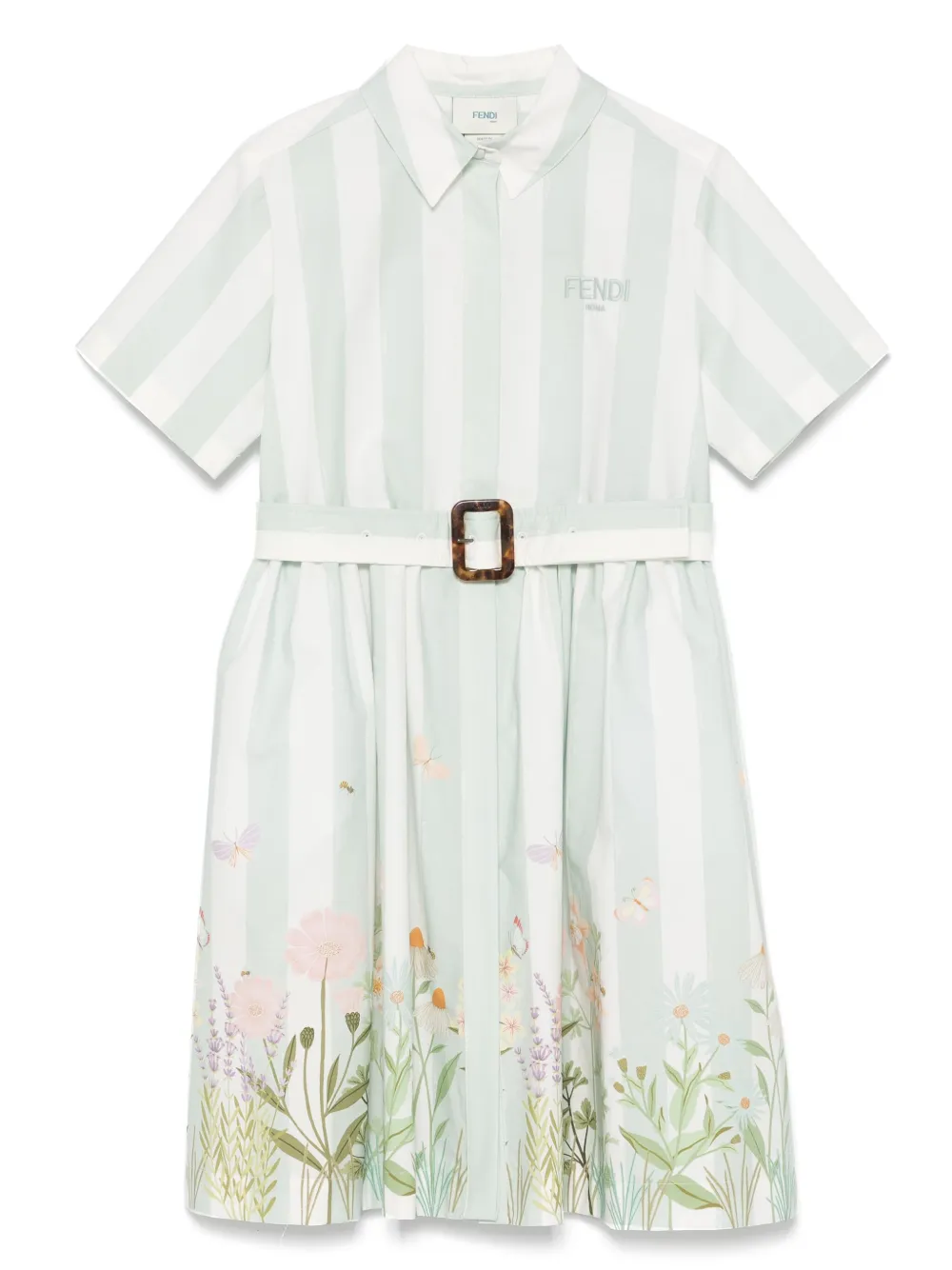 Fendi Kids Jurk met geborduurd logo Groen