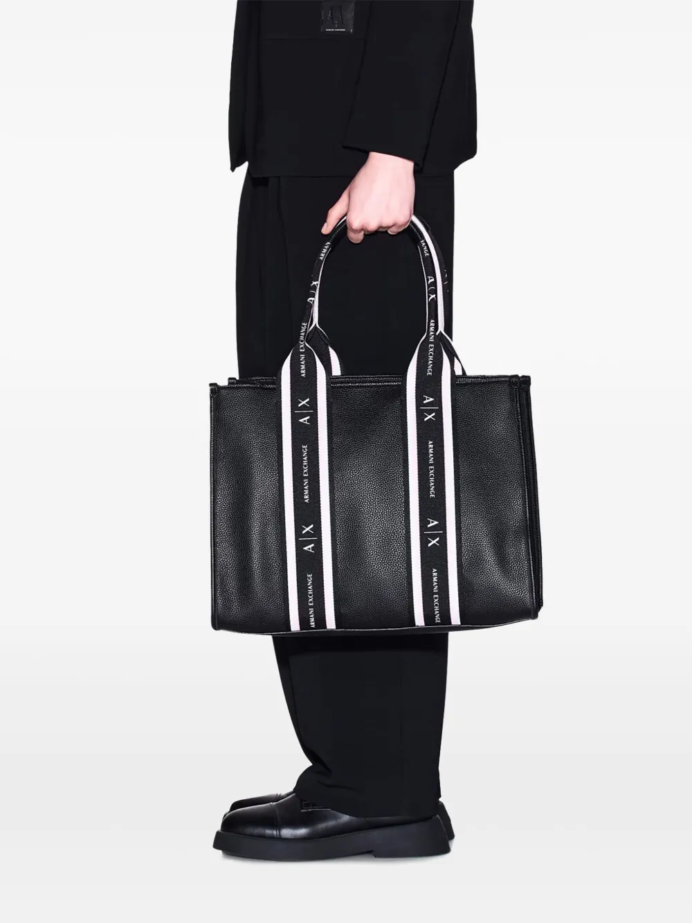Armani Exchange Shopper met logoband Zwart