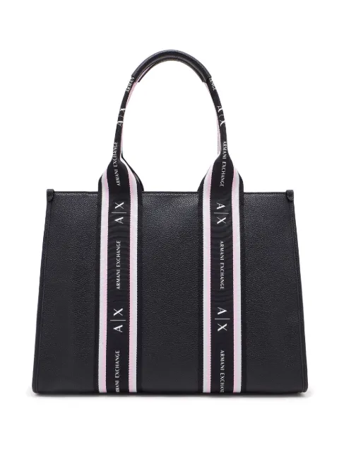Armani Exchange logo饰带托特包
