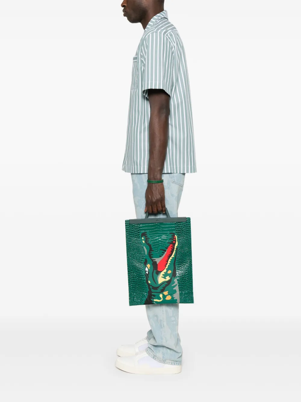 Lacoste Shopper met krokodillenprint Groen