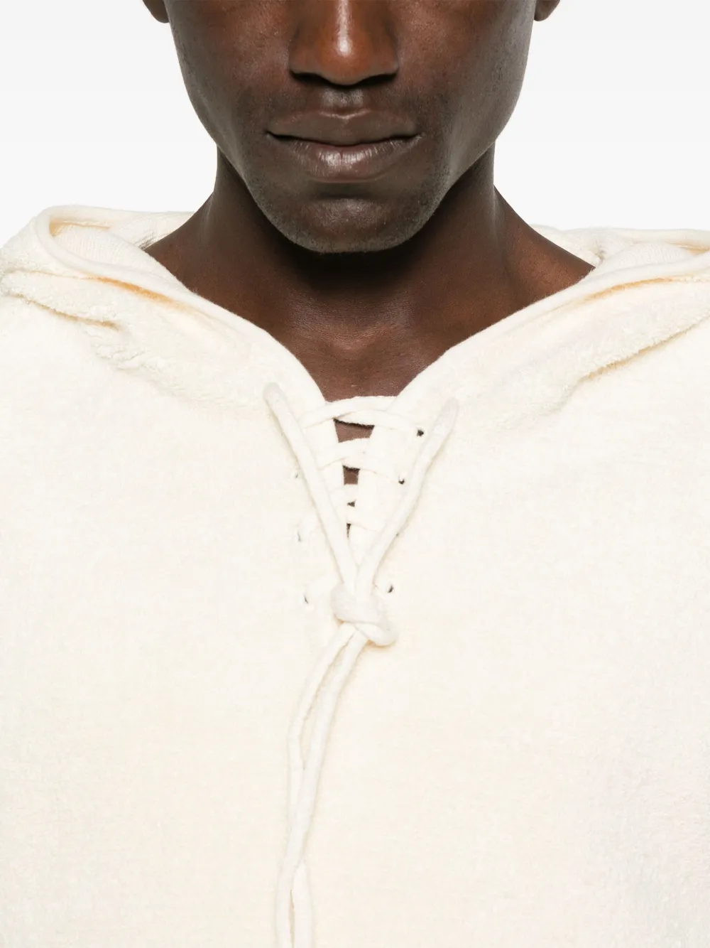 Isa Boulder Hoodie met veterkraag Beige