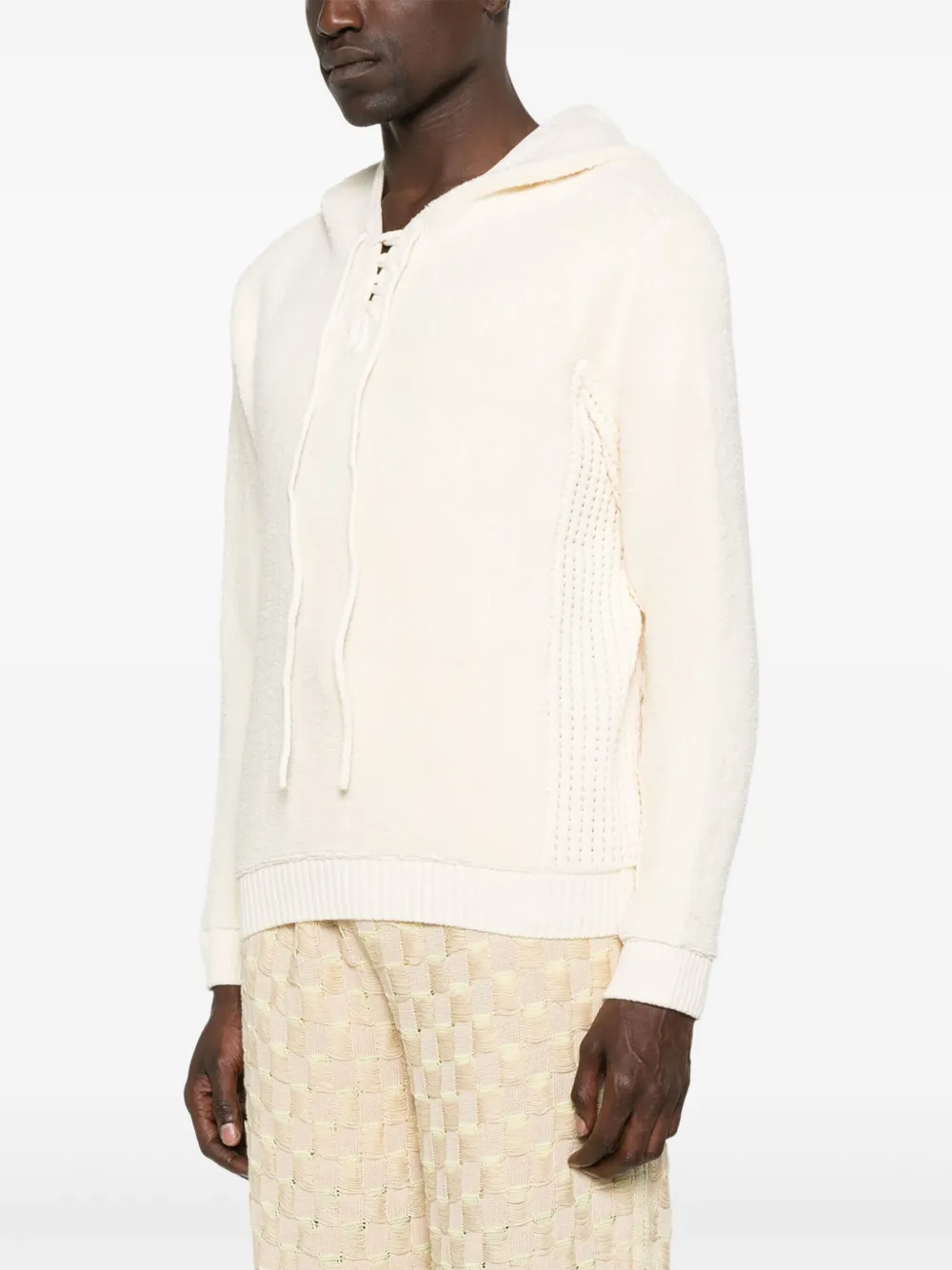Isa Boulder Hoodie met veterkraag Beige