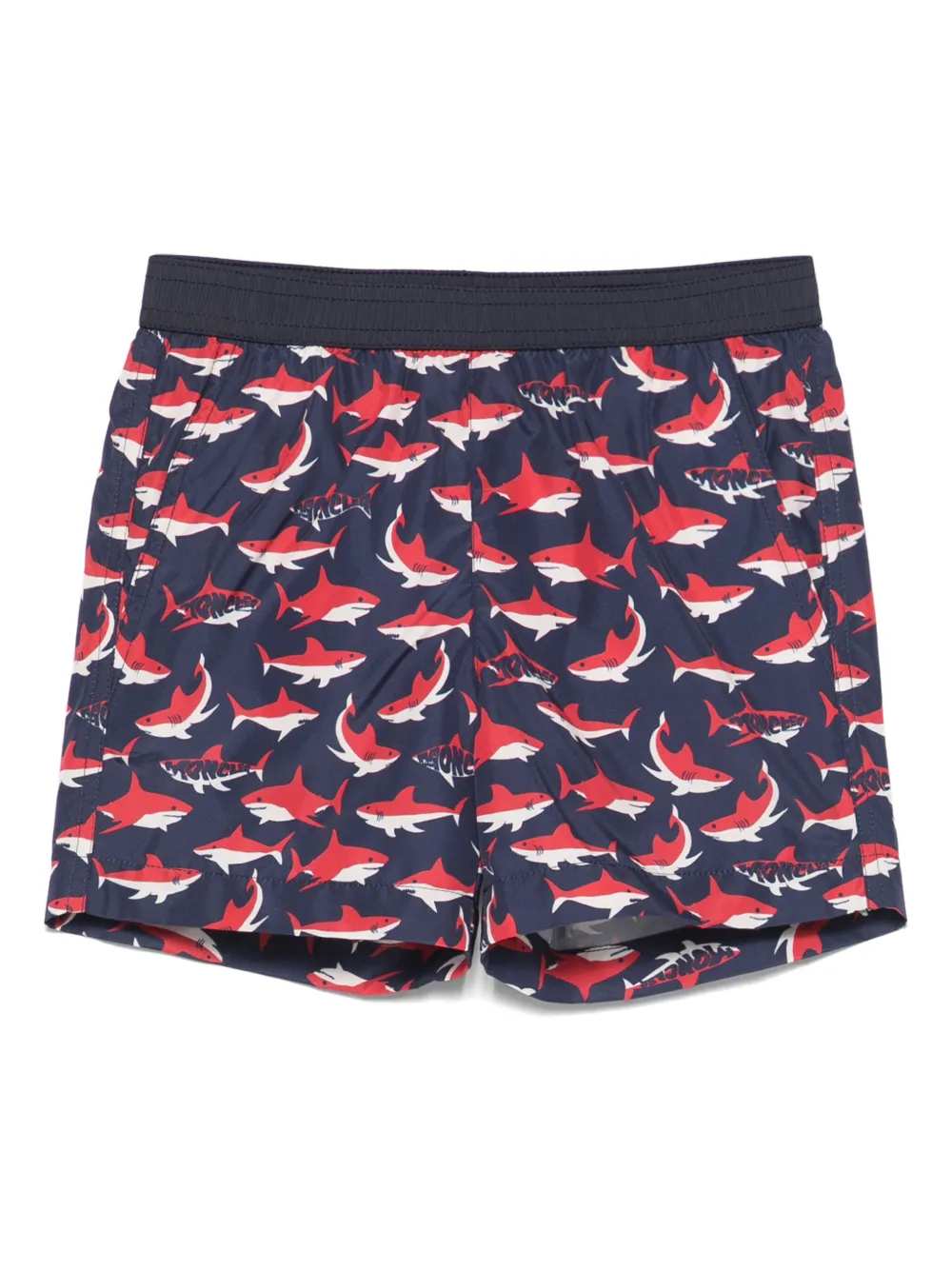 Moncler Enfant Zwembroek met haaienprint Blauw