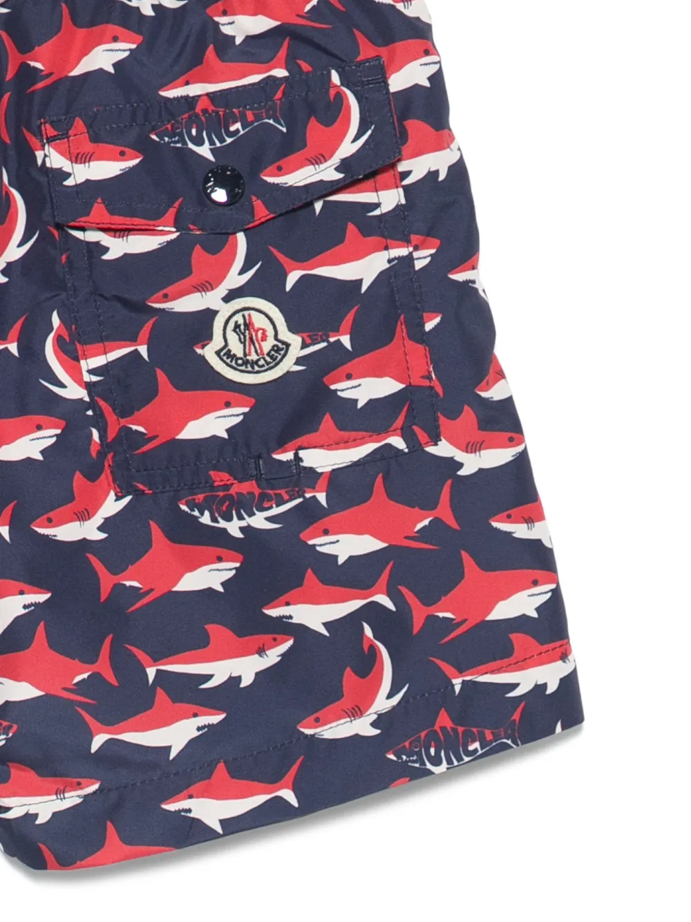 Moncler Enfant Zwembroek met haaienprint Blauw