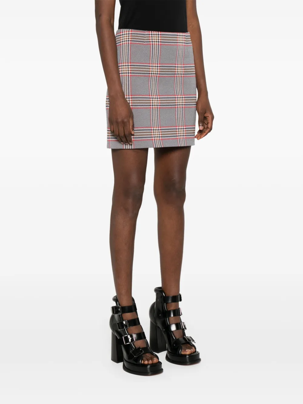 A.M.G. Geruite mini-rok Blauw