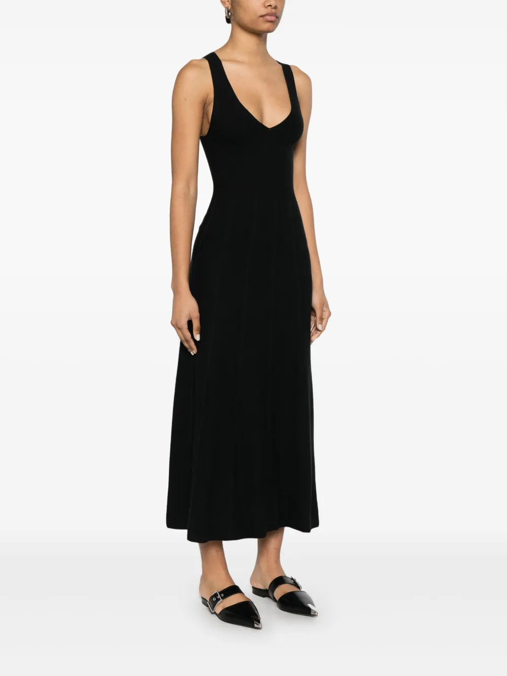 Emporio Armani Midi-jurk met V-hals Zwart