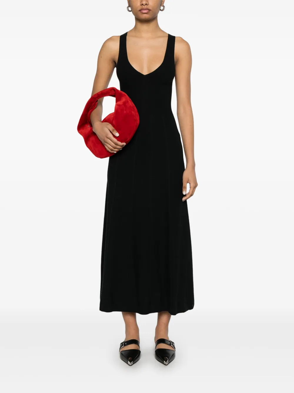 Emporio Armani Midi-jurk met V-hals - Zwart