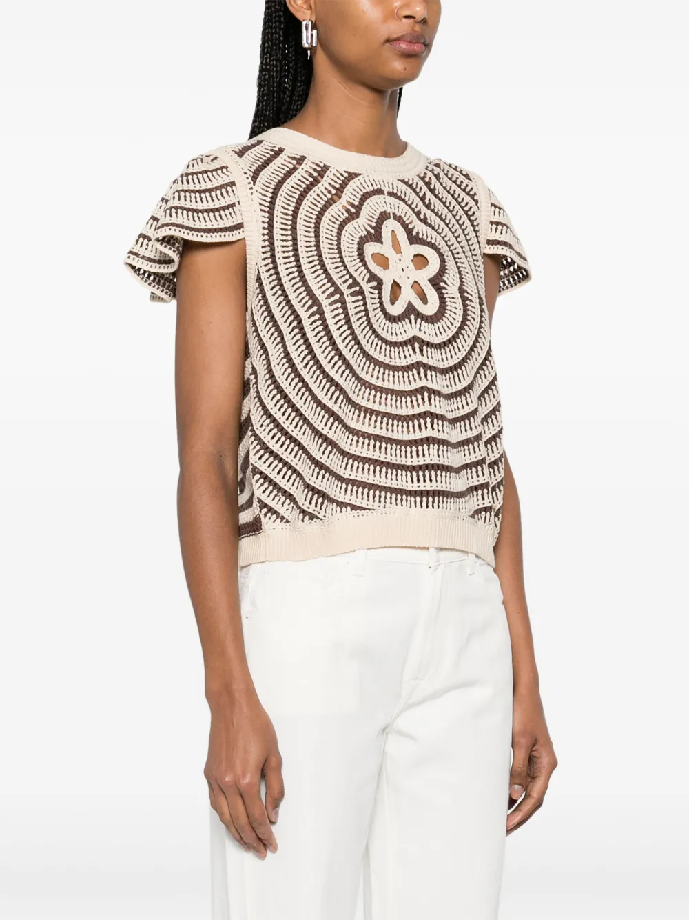 TWINSET Gehaakte top Beige