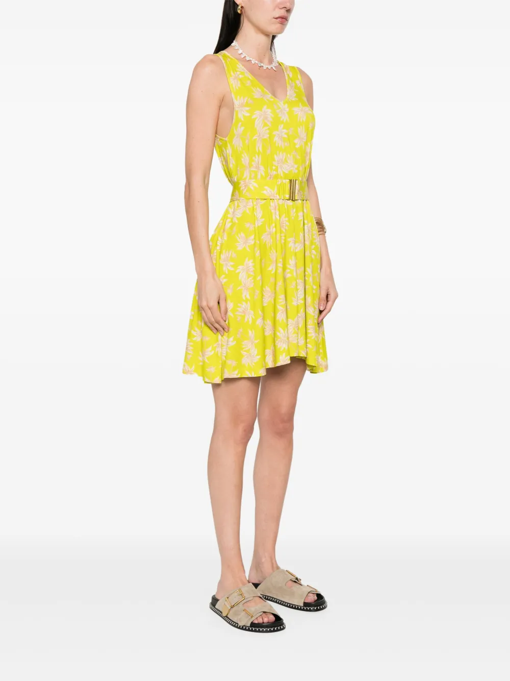 TWINSET PALM-PRINT MINI DRESS