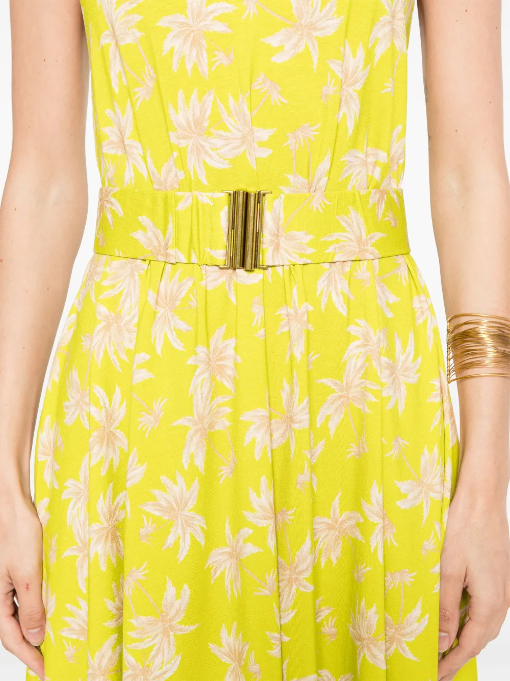 Shop Twinset Palm-print Mini Dress In Green