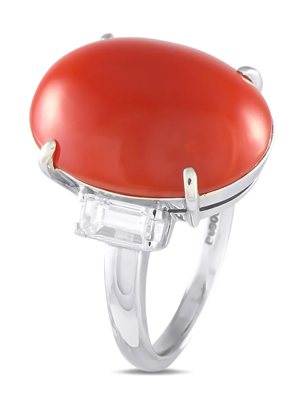 Mikimoto platinum diamond and coral ring | Image 2