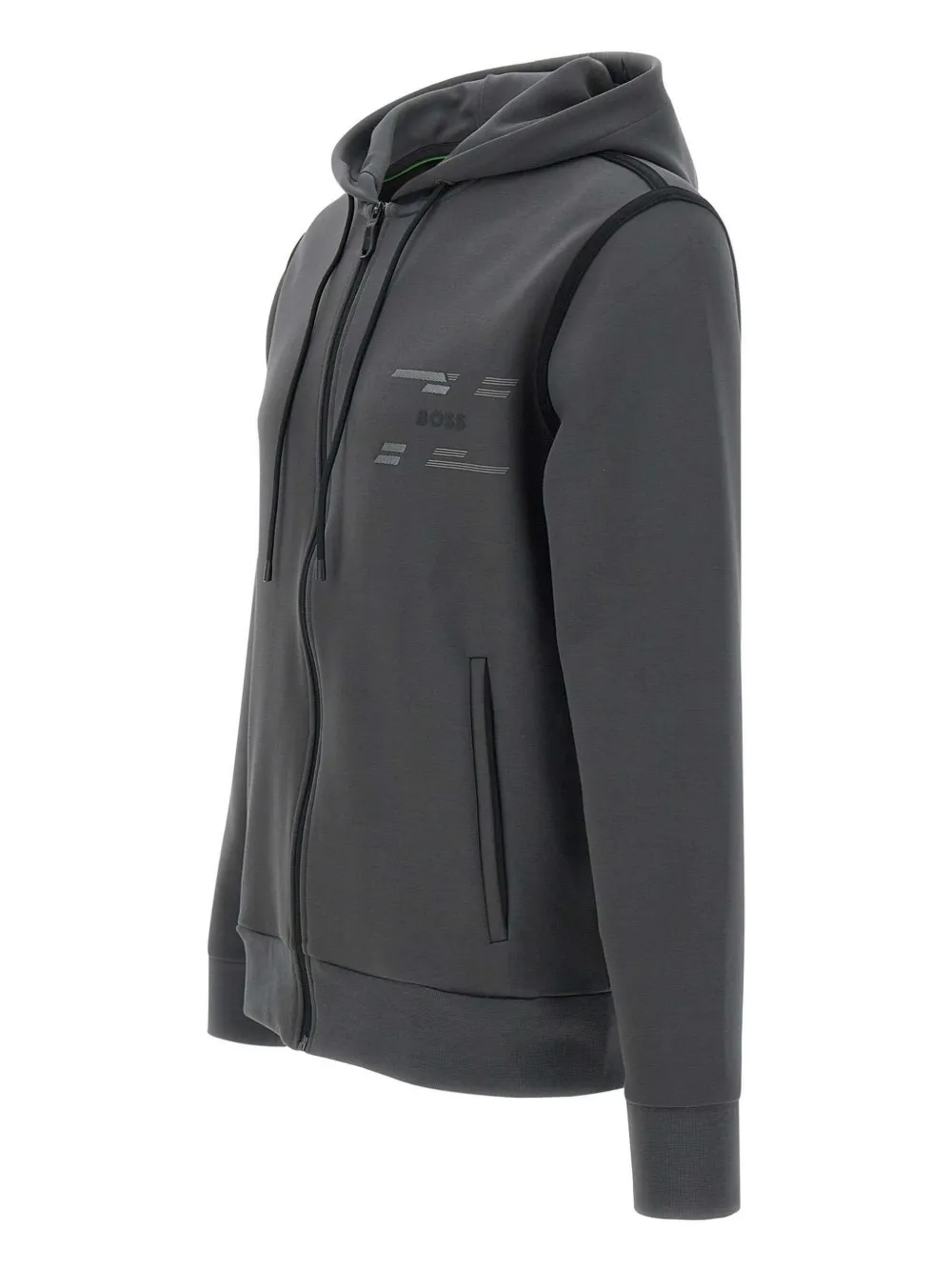 Shop Hugo Boss Logo Hoodie In Grey