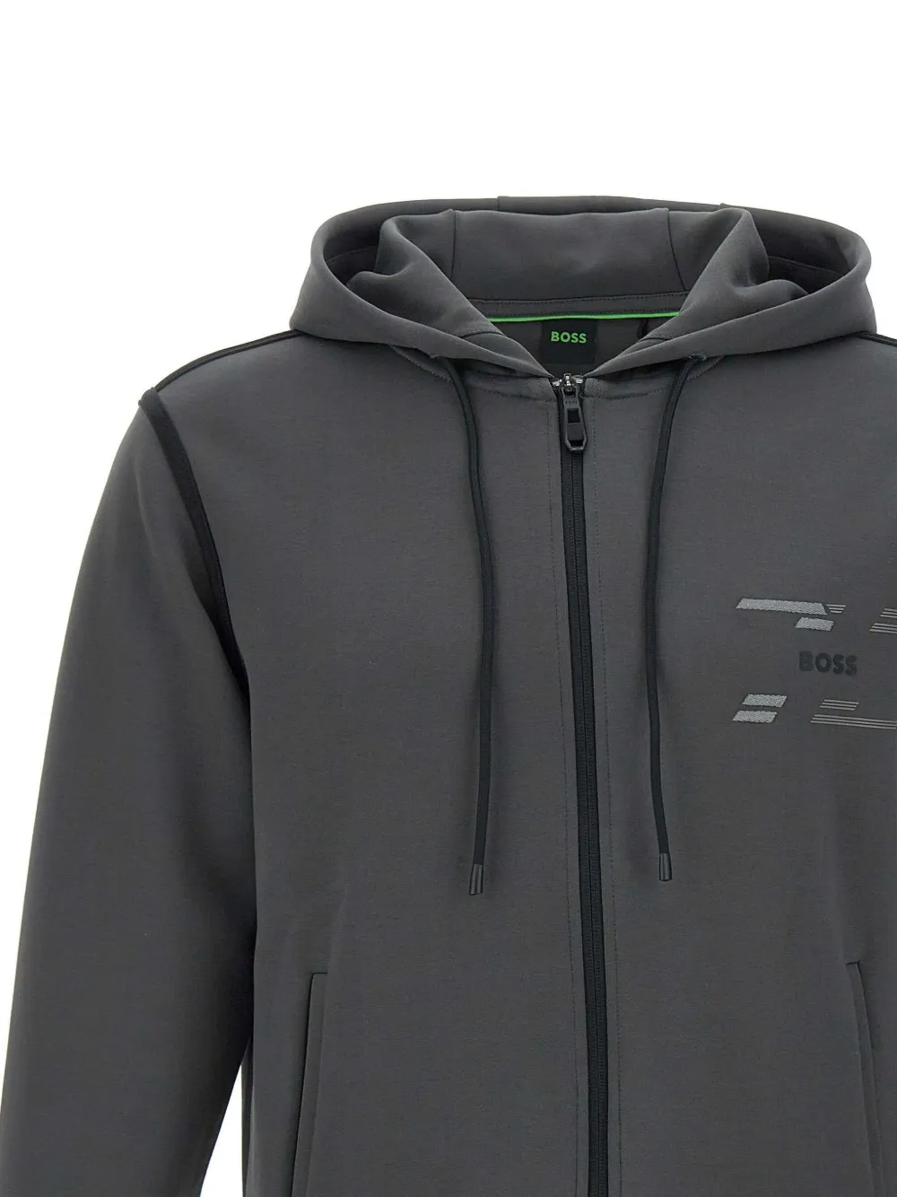 Shop Hugo Boss Logo Hoodie In Grey