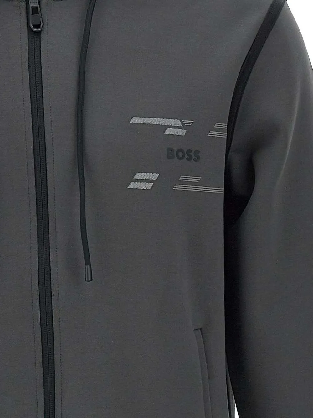 Shop Hugo Boss Logo Hoodie In Grey