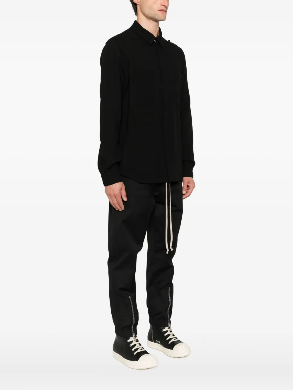Rick Owens Wollen shirtjack Zwart