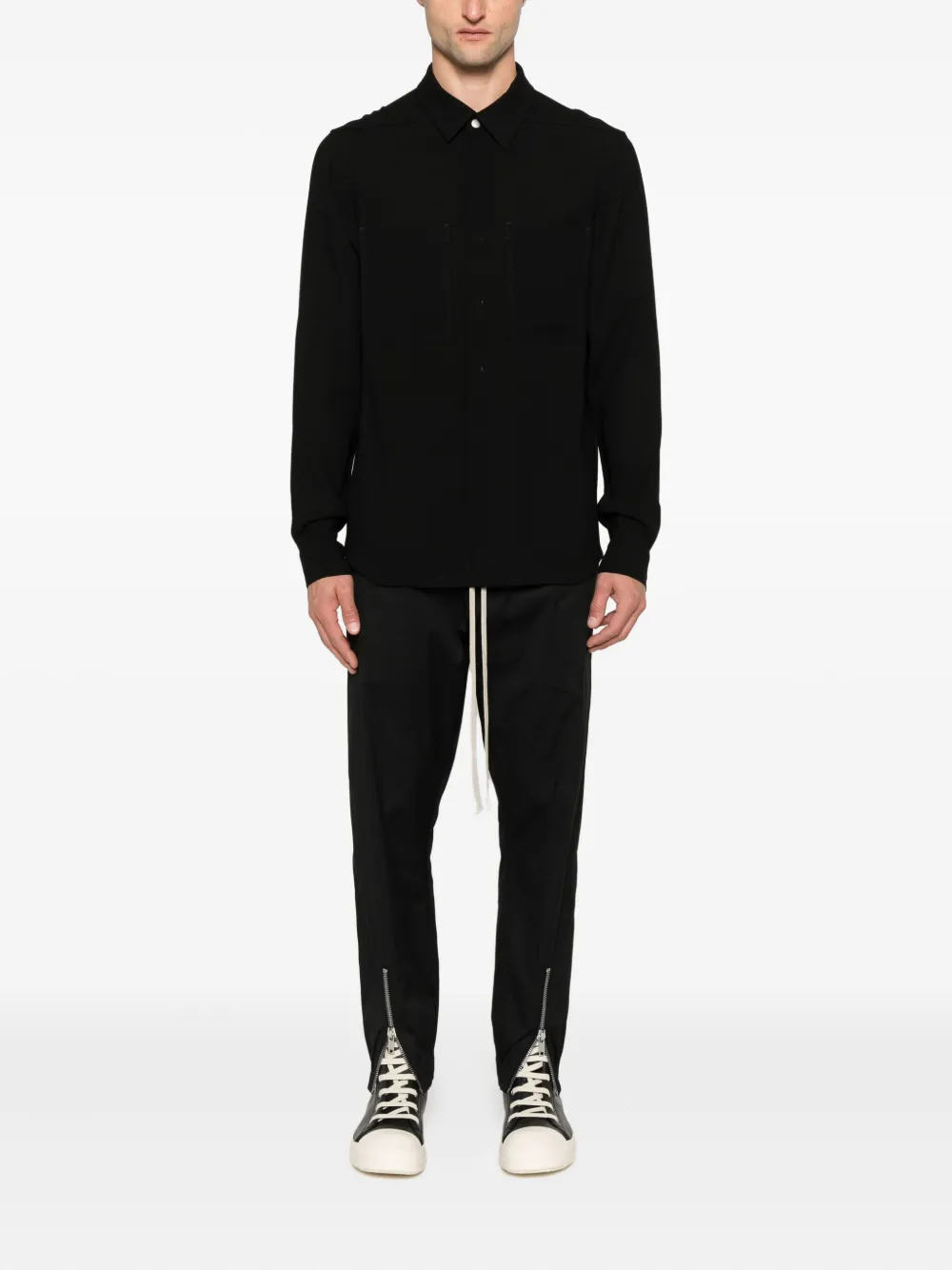 Rick Owens Wollen shirtjack Zwart