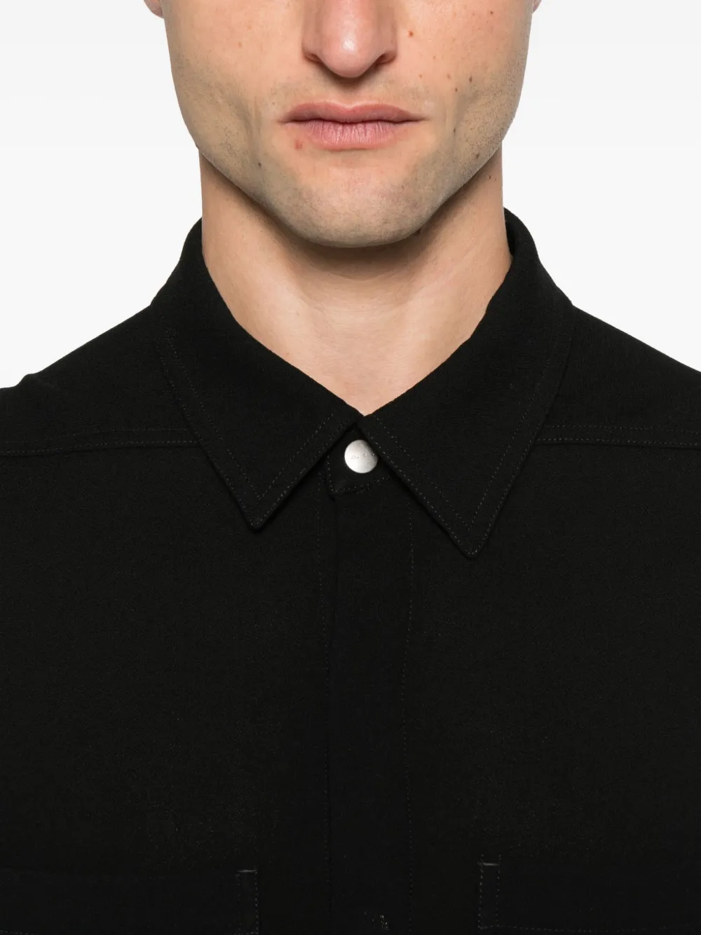 Rick Owens Wollen shirtjack Zwart