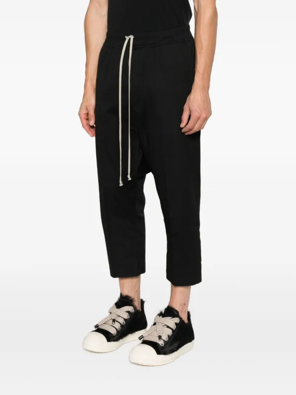 RickOwens DRAWSTRING CROPPED WOVEN サルエル Rick Owens Drawstring Cropped Trousers | Black | FARFETCH