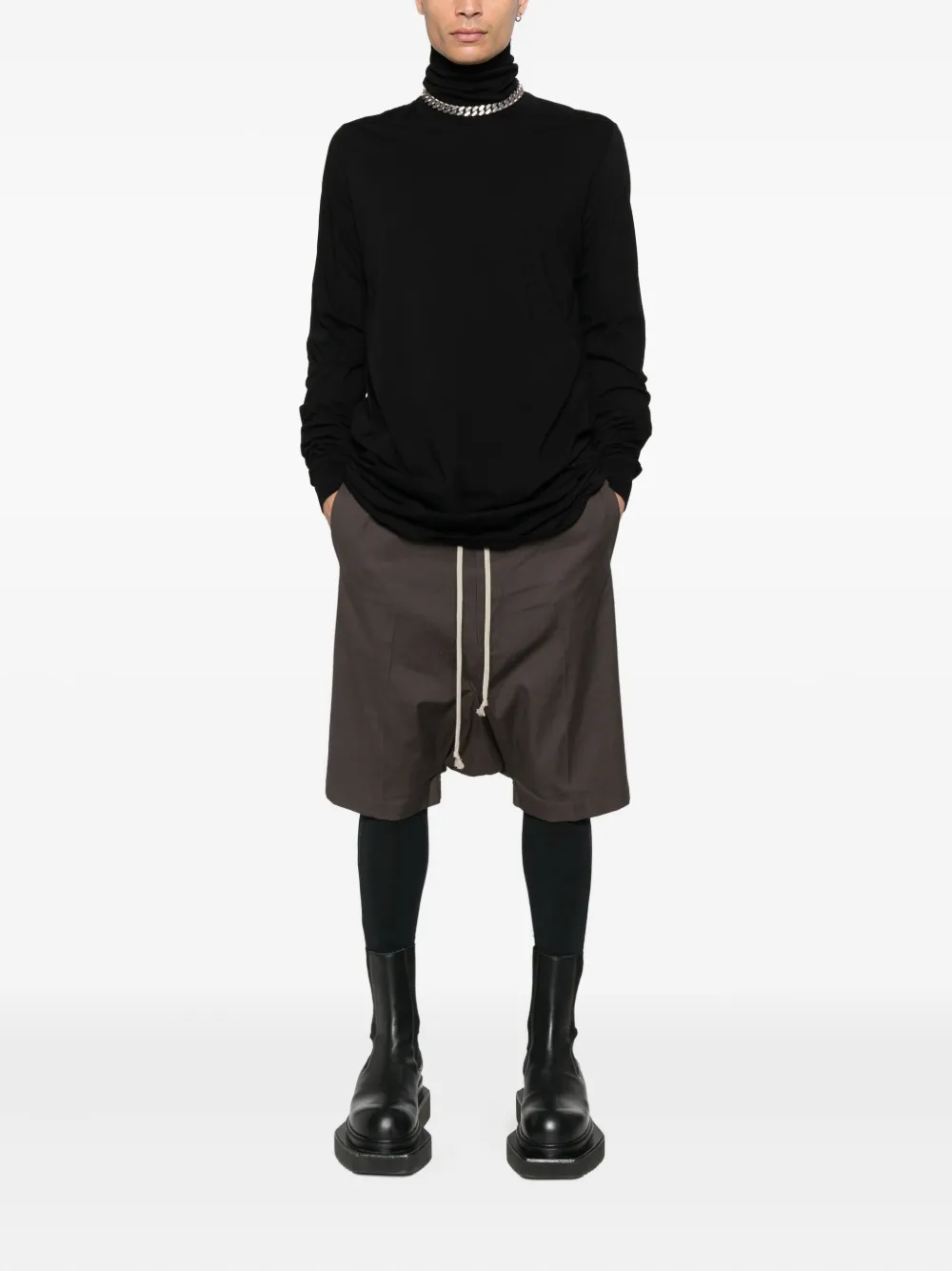 Rick Owens Drawstring Bermuda Shorts In Gray