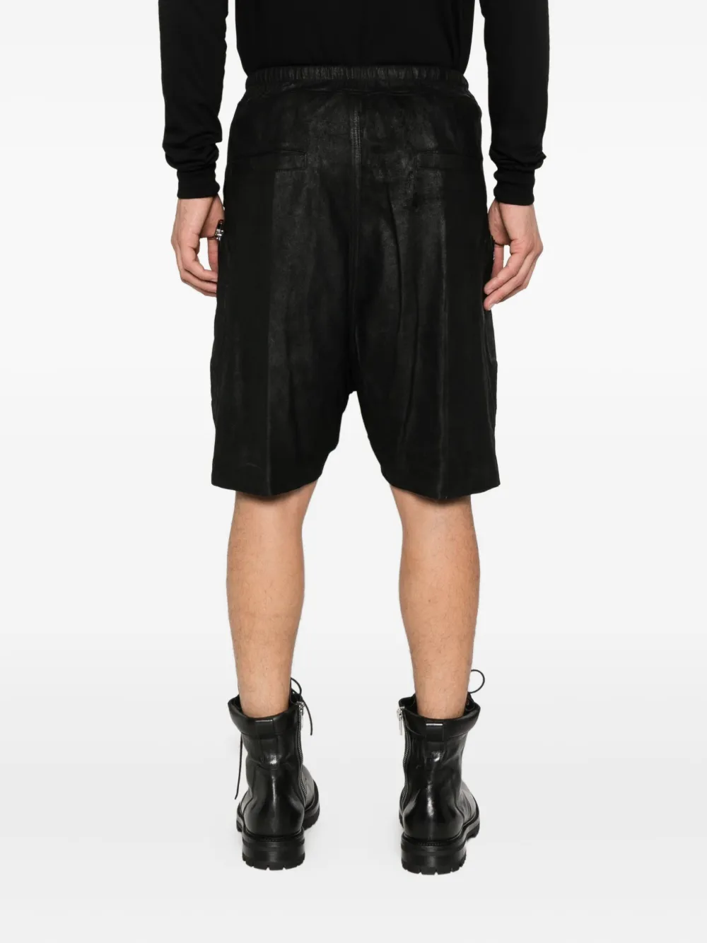 Rick Owens Bela leren shorts Zwart