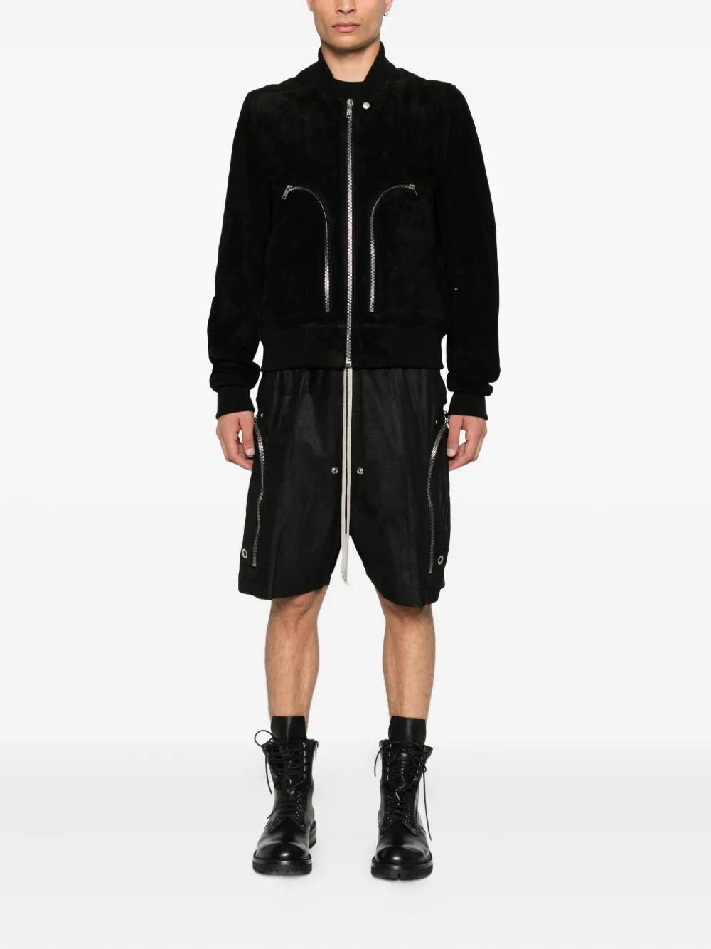 Rick Owens Bela leren shorts Zwart