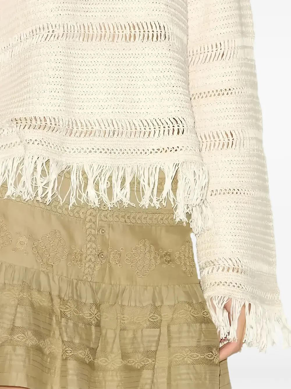 ISABEL MARANT Trui met franje Beige