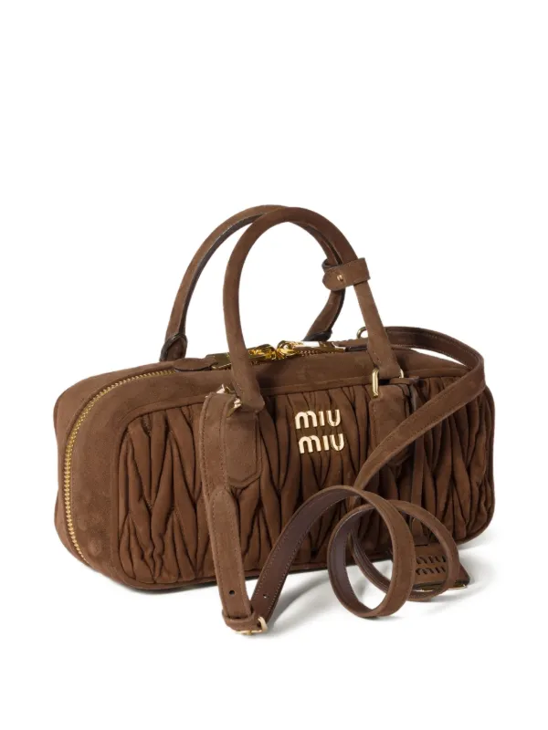 Miu Miu Arcadie レザーボウラーバッグ | ブラウン | FARFETCH JP