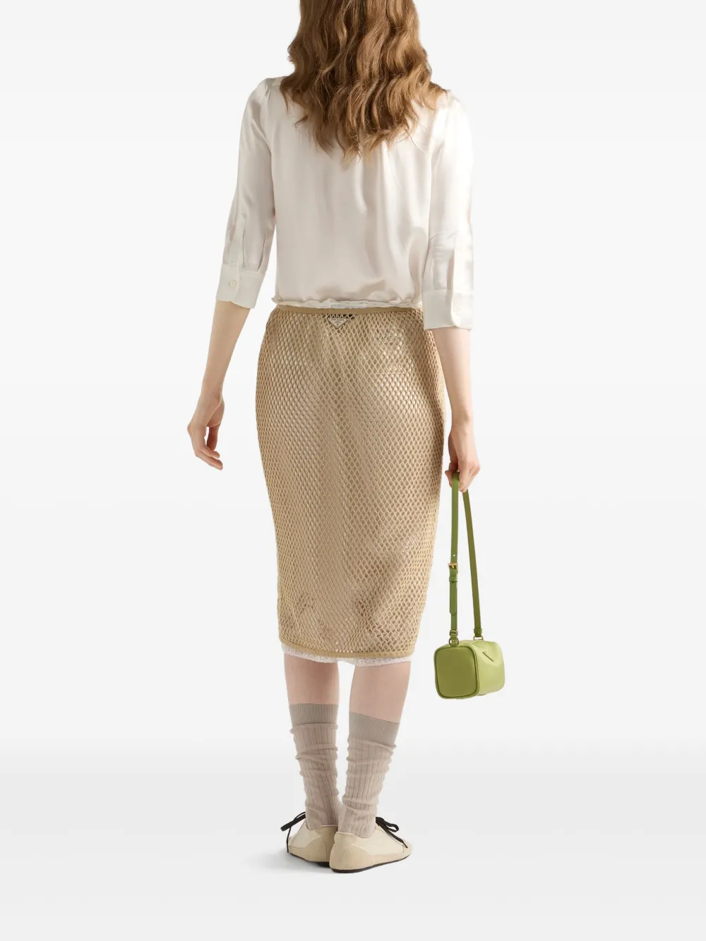 Prada Mesh kokerrok Beige