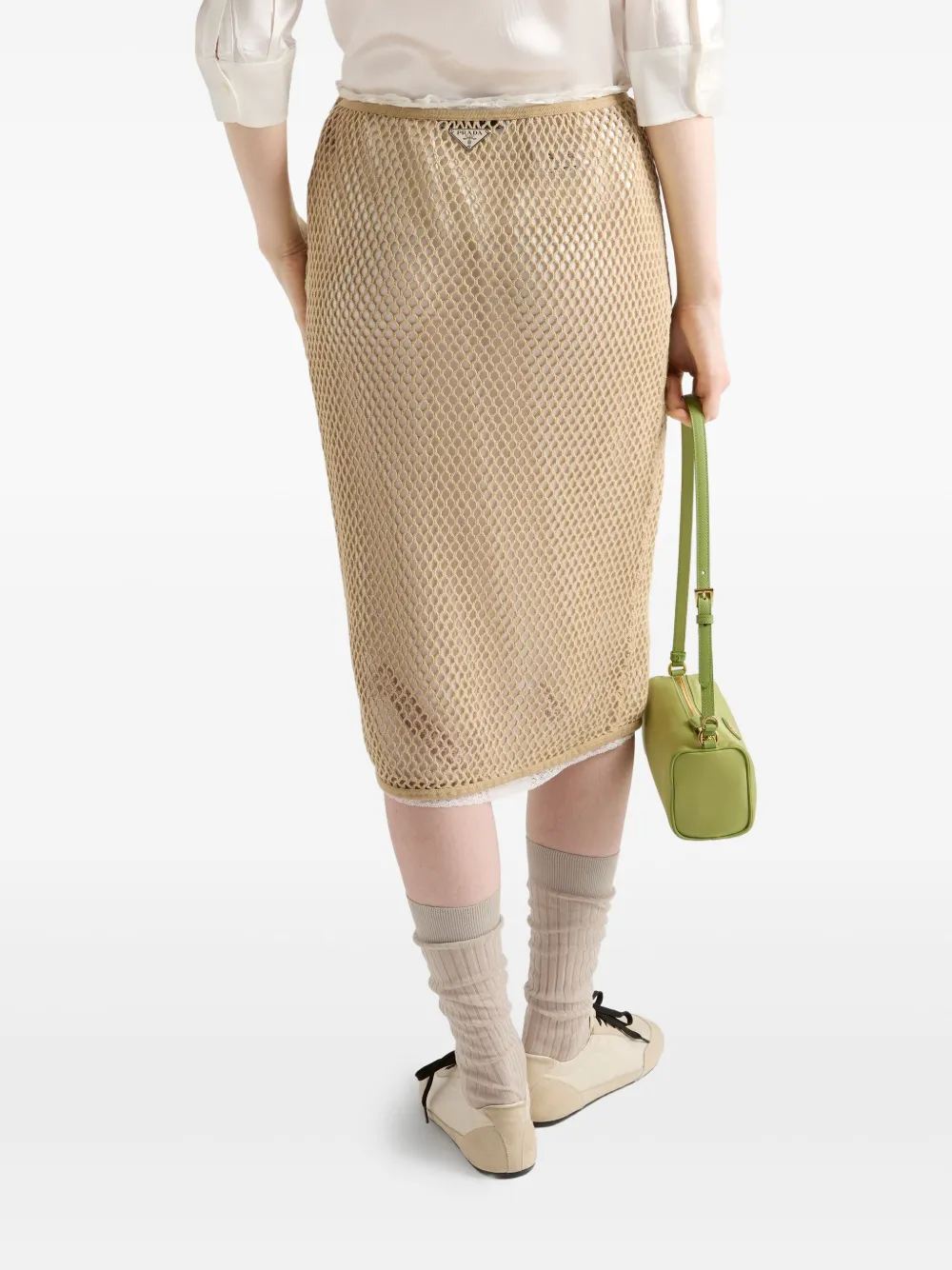 Prada Mesh kokerrok Beige