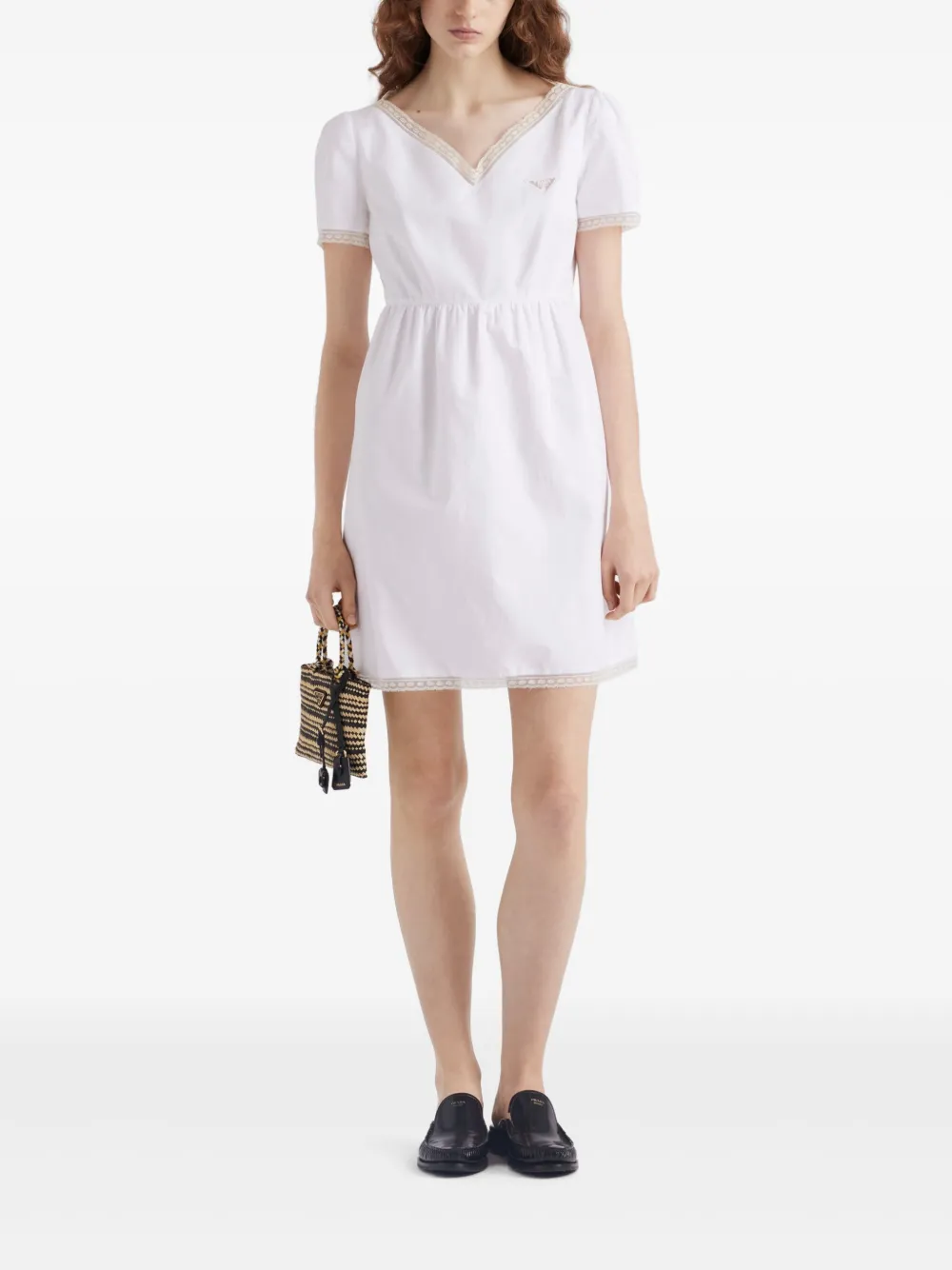 Prada Mini-jurk met kant - Wit