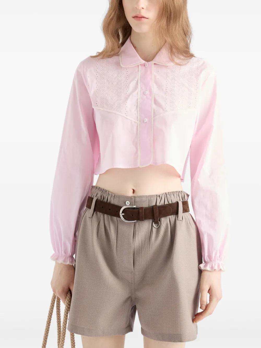 Prada Blouse met borduurwerk Roze